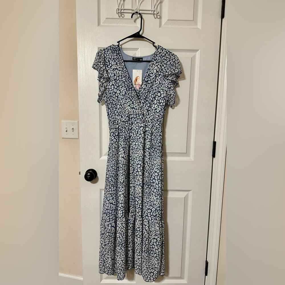 Floral Dusty Blue Maxi Dress
